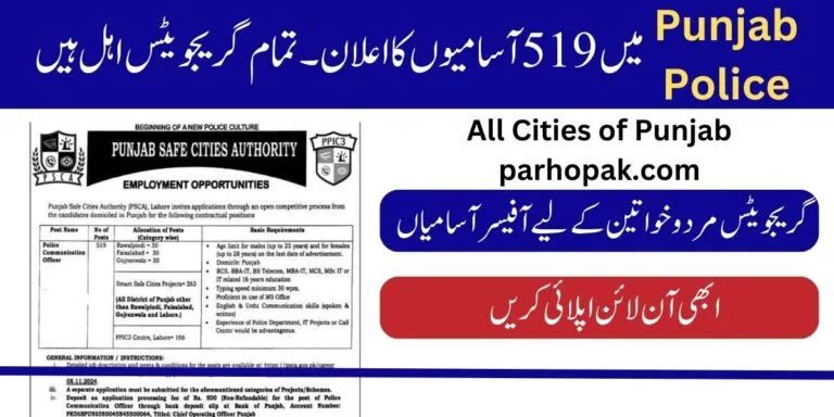 Punjab Police Safe City Authority Jobs 2024