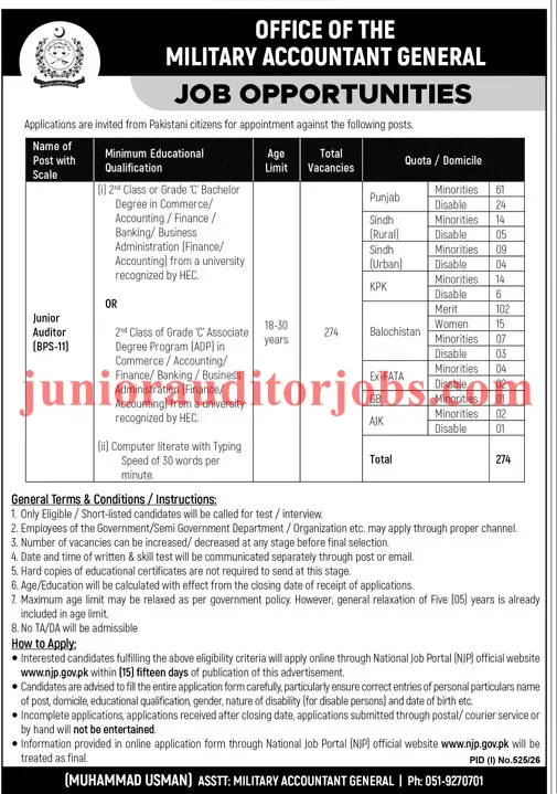 Junior Auditor Jobs Advertisement 2026