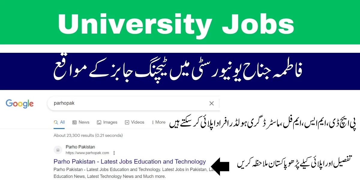 FJWU Teaching Jobs 2024