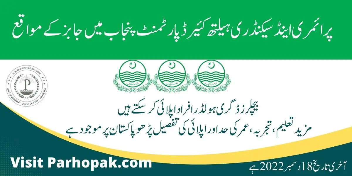 Primary & Secondary Healthcare Department Jobs 2022