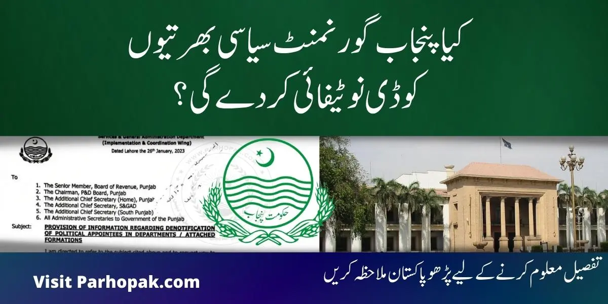 Punjab Caretaker Govt going to denotify Political Employees