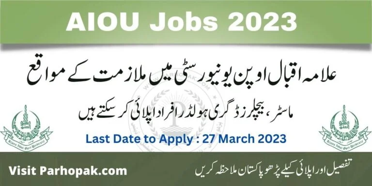 AIOU Jobs 2023 apply online