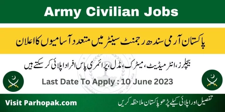 Pak Army Sindh Regiment Civilian jobs 2023