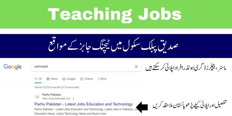 Sadiq Public School Teaching Jobs 2024