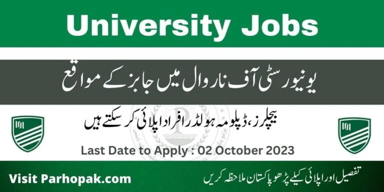 University of Narowal Jobs 2023