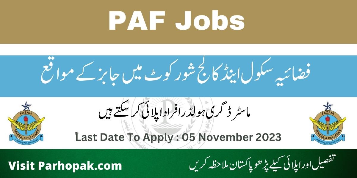 Fazaia Inter College Shorkot Jobs 2023