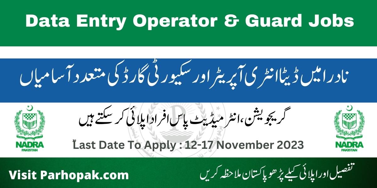 NADRA Data Entry Executive and Security Guard Jobs 2023