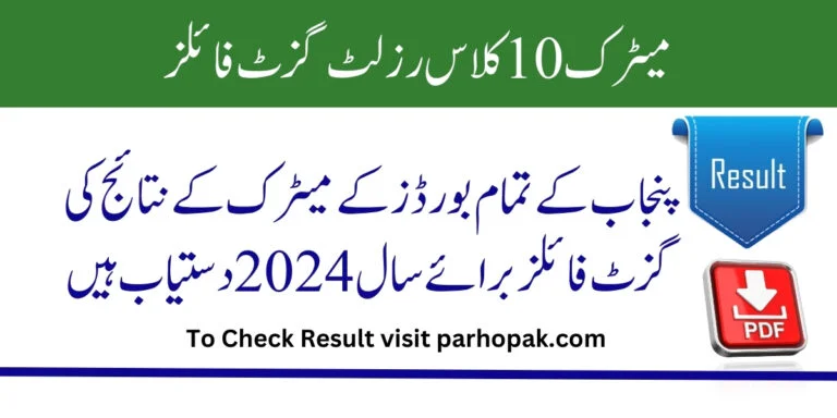 Download Gazette Matric 10th Result 2024