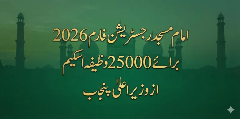 Imam Masjid Registration Form 2026 for 25000 Wazifa Scheme by CM Punjab