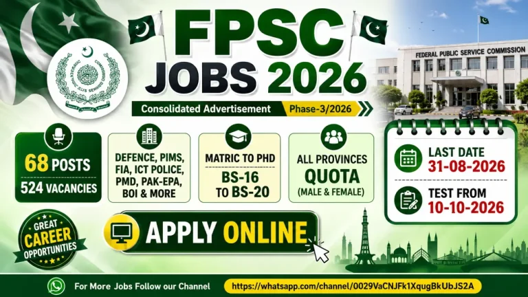 FPSC Jobs 2026 – Consolidated Advertisement Phase-3